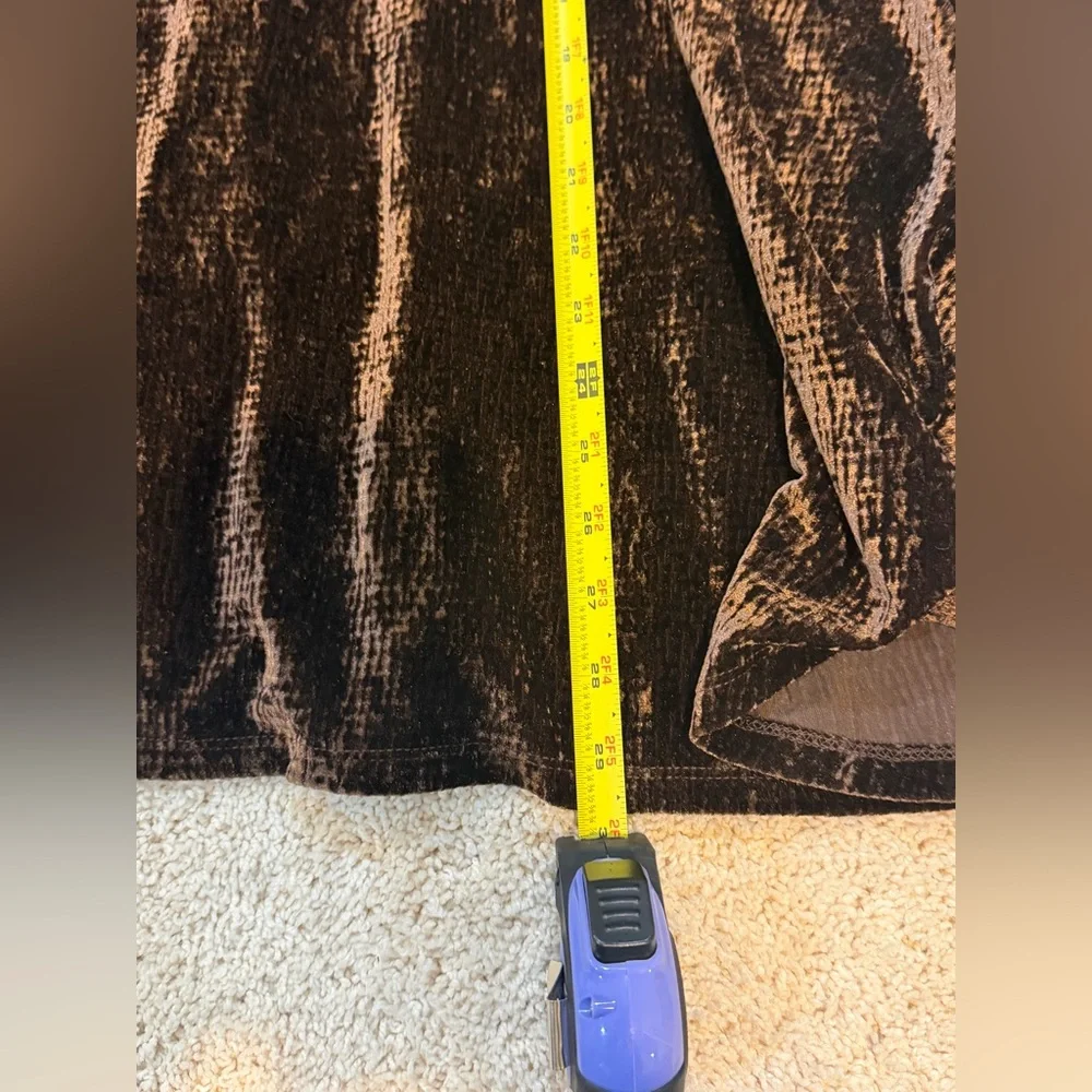 Calvin Klein Brown Velour Maxi Skirt with Elastic Waist Size Medium